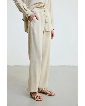 GUSTO Wide-Leg Linen Trousers - White