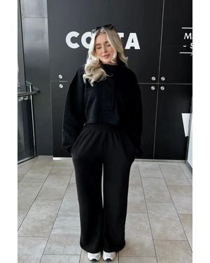 Hiccup Stand Collar Oversized Sweatshirt With A Neck Detail - Black