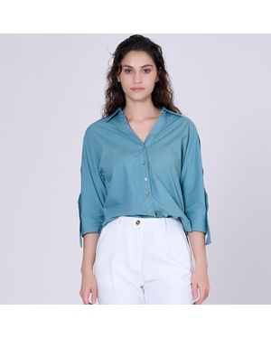 Smart & Joy Breed Schouderbanden Shirt - Blauw