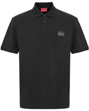 HUGO Collared Short-Sleeved Polo Shirt Cotton - Black