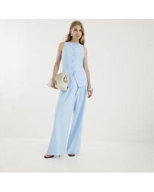 River Island Wide Leg Trousers Linen Blend - Blue