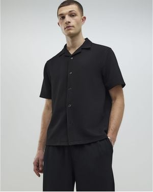 River Island Slim Fit Revere Shirt - Black