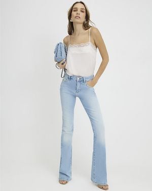 River Island Bootcut Jeans Mid Rise Denim Cotton - Blue