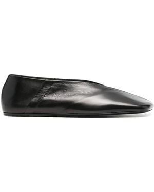 Jil Sander Pointed Leather Slippers With Design - Zwart