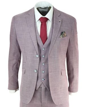 Infinity Leather 3 Piece Blush Linen Summer Spring Classic Suit - Purple