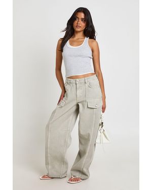 Boohoo Cargo Utility Barrel Jean - Natural