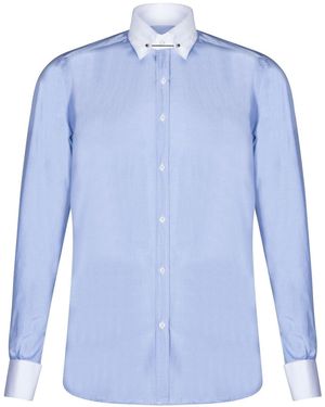 TruClothing Club Collar Shirt 1920S Peaky Blinders With Bar Poplin Pin Smart - Blue