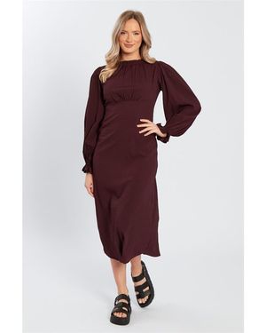 VIOLET ROMANCE High Neck Midi A-Line Dress - Red