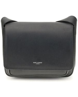 Saint Laurent Zwarte Kalfsleer Bos Taurus Schoudertas