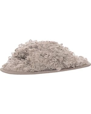 Loungeable Curly Faux Fur Cross Over Det - Grey