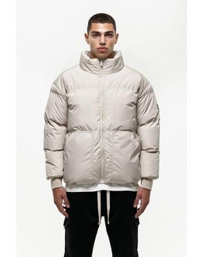 Good For Nothing Zip Through Funnel Neck Puffer Jacket - Grey