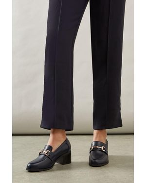 Wallis Wide Fit Lydia Snaffle Trim Apron Front Medium Heeled Loafers - Blue