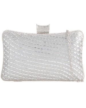 SVNX Embellished Crystal Clutch Bag - White