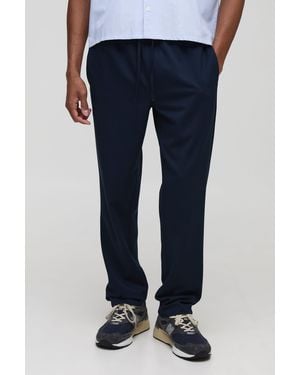 BoohooMAN Elasticated Waist Tapered Smart Woven Joggers - Blue