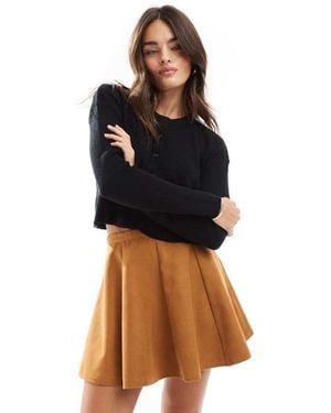 ASOS Flippy Faux Suede Mini Skirt - Natural