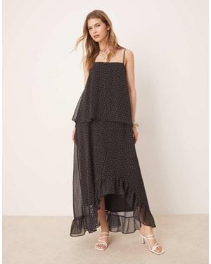 ASOS Cami Chiffon Frill Hem Maxi Dress - Black