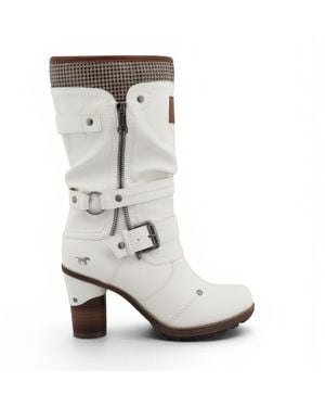 Mustang Mid-Calf Heeled Long Boots - Grey