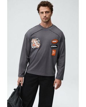 Grimelange Crew Neck Logo Print T-Shirt - Grey