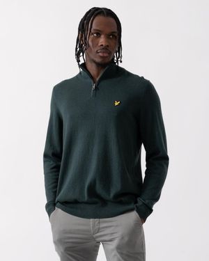 Lyle & Scott Cotton Merino Quarter Zip Jumper - Blue