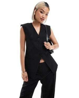 ASOS Longline Exaggerated Shoulder Waistcoat - Black