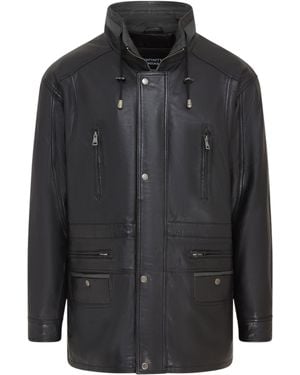 Infinity Leather Soft Italian Parka Coat-Winnipeg Lamb Leather - Black