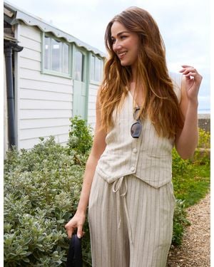 Blue Vanilla Linen Pinstripe Waistcoat - Green