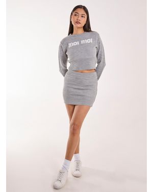 Pink Vanilla Knitted Mini Skirt - Grey
