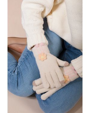 SVNX Knitted Flower Gloves - Blue