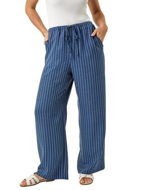 Roman Petite Stripe Pull On Stretch Trouser - Blue