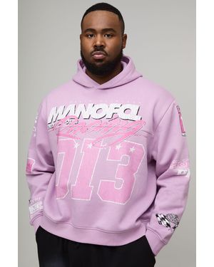BoohooMAN Plus Oversized Boxy Large Scale Moto Hoodie - Pink