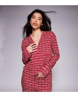 Kaiia Exclusive Mix And Match Cropped Button Through Pyjama Top Co-Ord - Red