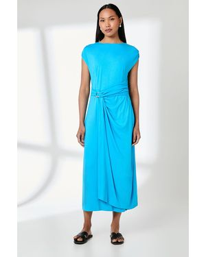 PRINCIPLES Buckle Detail Jersey Midi Dress Viscose - Blue