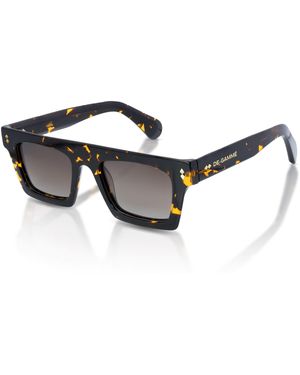 Infinity Leather De-Gamme Rectangle Thick Frame Polarized Sunglasses - Black