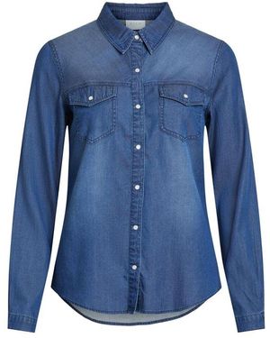 VILA CLOTHES Vila Kleding Katoenen Blouse - Blauw