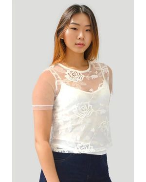 New Look Embroidered Layered Top/Vest - White