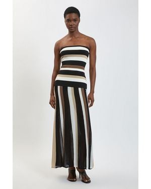 Karen Millen Striped Bardot Knit Maxi Dress - White