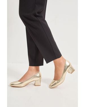 Good for the Sole Fiorette Faux Metallic Leather Padded Comfort Sock Low Block Heeled Court Shoes - Black