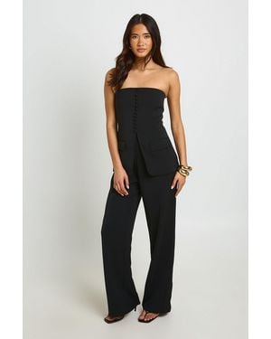 Boohoo Tailored Bandeau Wide Leg Jumpsuit - Blue