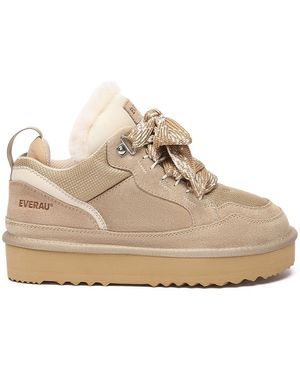 EverAu Australia Ever Au Marbled Lace Up Platform Trainer Boots - Natural