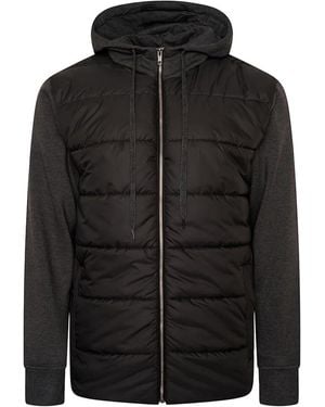 KAM Jeanswear Kam Puffer Jacket Plus Size Hooded With Jersey Sleeve - Black