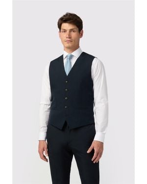 Limehaus Single Breasted Five Button Slim Fit Suit Waistcoat - Blue
