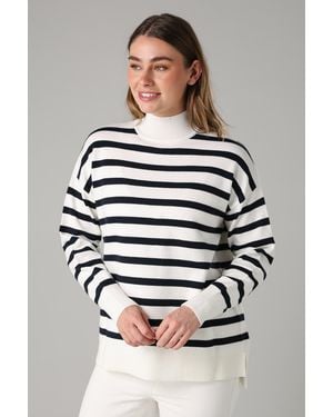 French Connection Oversized High Neck Cosy Striped Long Sleeve Jumper - Grey