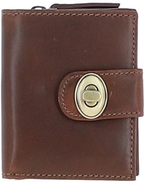 Ashwood Leather Real Purse With Turnlock & Zip Pocket - Brown