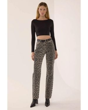 Hiccup High Waist Leopard Jeans - Natural