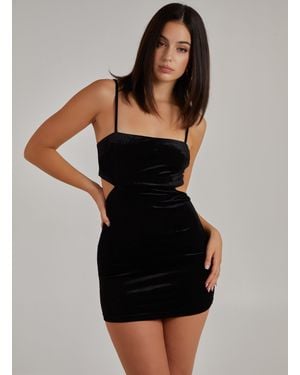 Pink Vanilla Velvet Cut Out Back Dress - Black