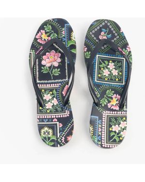 Joules Sunvale Flip Flops Mosaic Floral Rubber - Blue