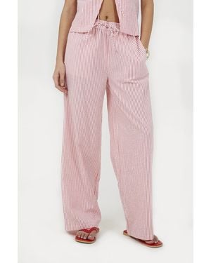 Brave Soul Striped Cotton Trousers - Pink