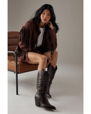 Faith Nash Brushed Faux Leather Western Calf Boots - Brown