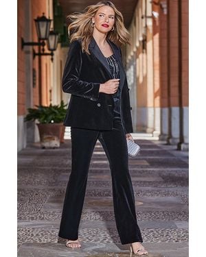 Sosandar Luxury Velvet Bootcut Trouser - Black