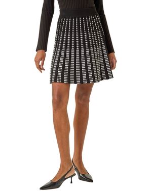 Roman Geometric Knit Mini Skater Skirt - Black